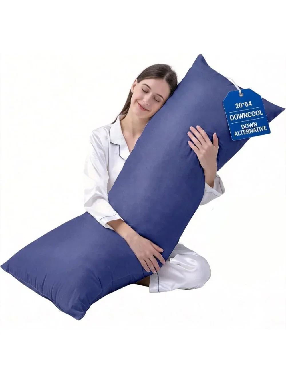 〽️Large Body Insert Breathable Full Body Pillow Long Bed Pillow Blue 20x54 Inch